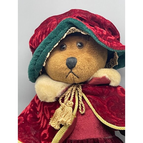 Christmas russ bear plush standing guinevere victorian red brown velvet READ - Picture 3 of 6